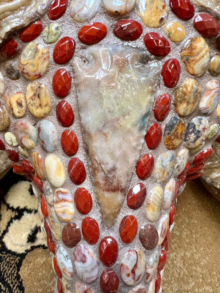 Sheep with jasper arrowhead closeup