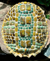 Turtle shell with moss agate and green jasper